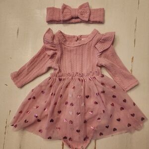 Madison Layne Pink Heart Dress with Headband